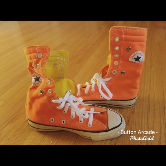 Vintage 80s orange extra high Converse. Men's 3. - Picture 3 of 8